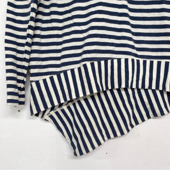 Cabi Blue & White Striped Asymmetrical Hem Blouse XS Boat Neck Nautical Top - Picture 6 of 7